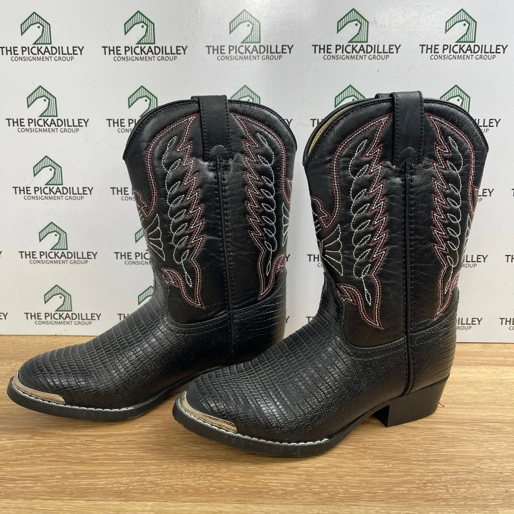Durango Lil Durango Kids Black Lizard Embossed Western Cowboy Boots BT840 Size 1